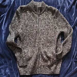 Express Men's Charcoal Zip-Up Sweater